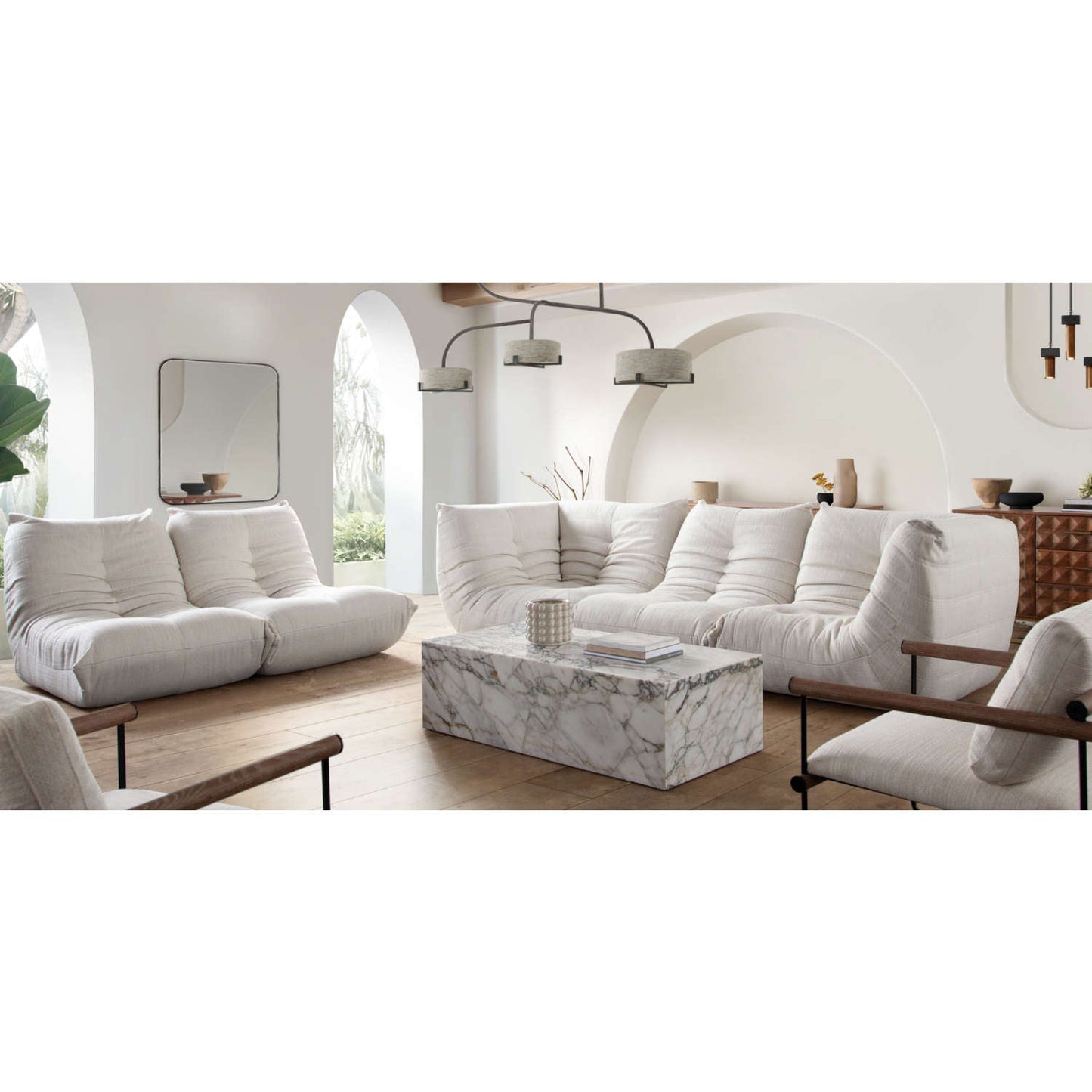 Ezra 3PC Modular Sofa in Cream Fabric