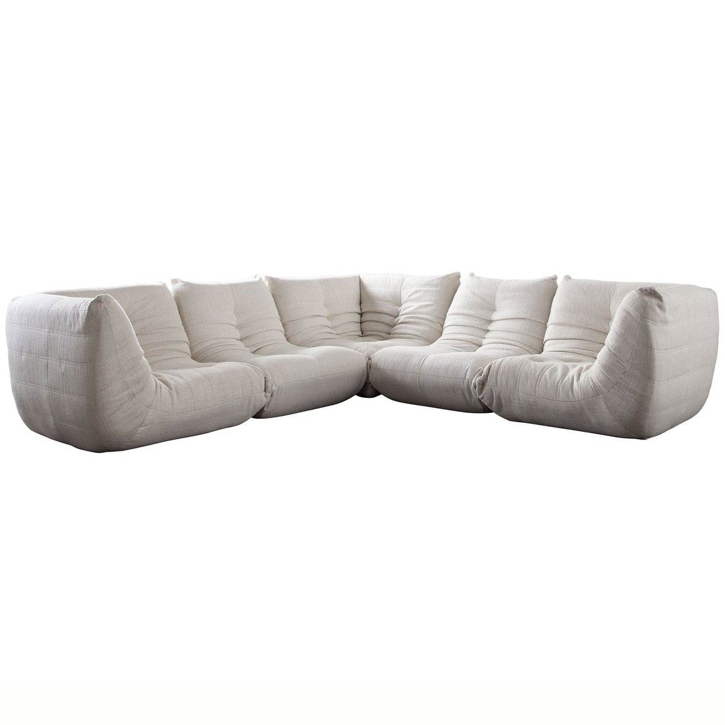 Ezra 5PC Corner Sectional in Cream Fabric