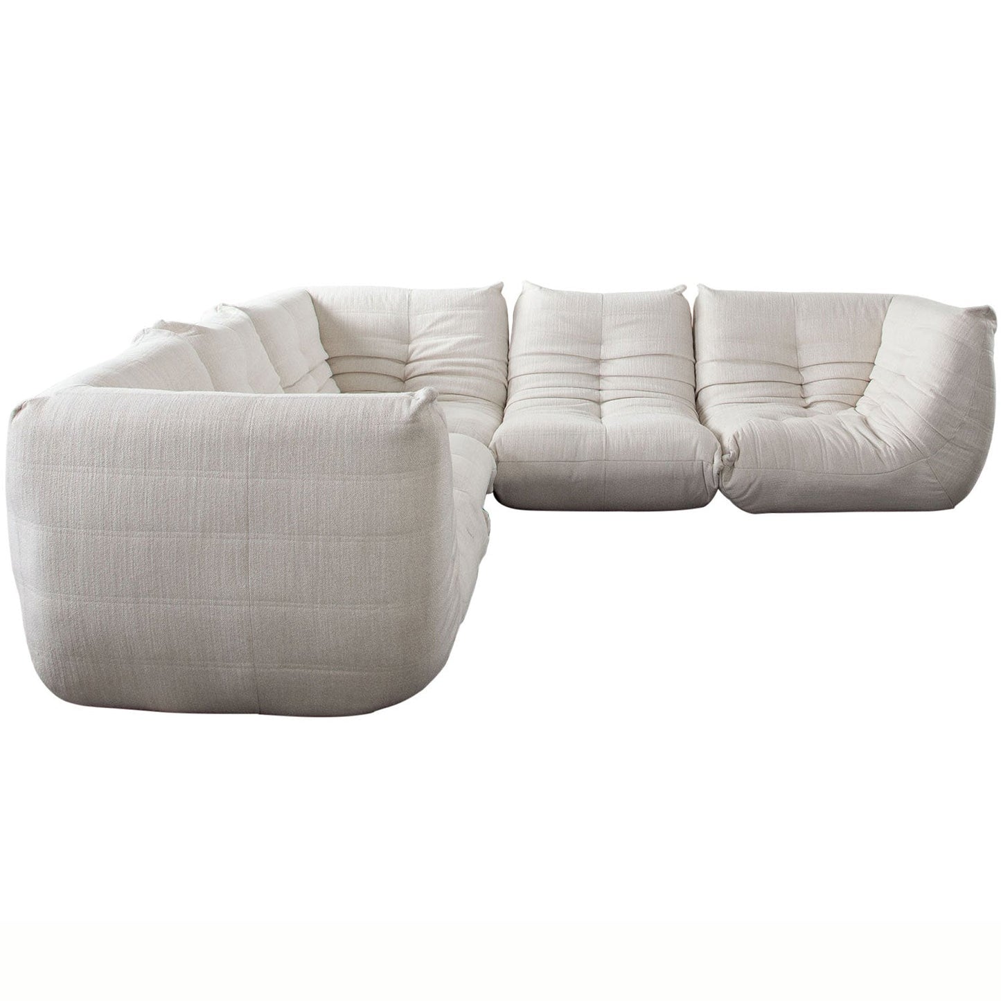 Ezra 5PC Corner Sectional in Cream Fabric