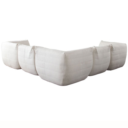 Ezra 5PC Corner Sectional in Cream Fabric