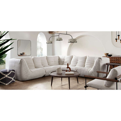 Ezra 5PC Corner Sectional in Cream Fabric