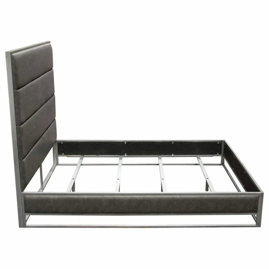 Eastern King Bed Frame in Weathered Grey Leather Beds Sideboards and Things  By Diamond Sofa