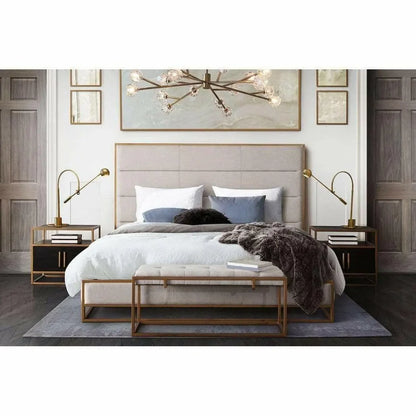 Eastern King Bed in Sand Fabric with Gold Metal Frame Beds Sideboards and Things  By Diamond Sofa