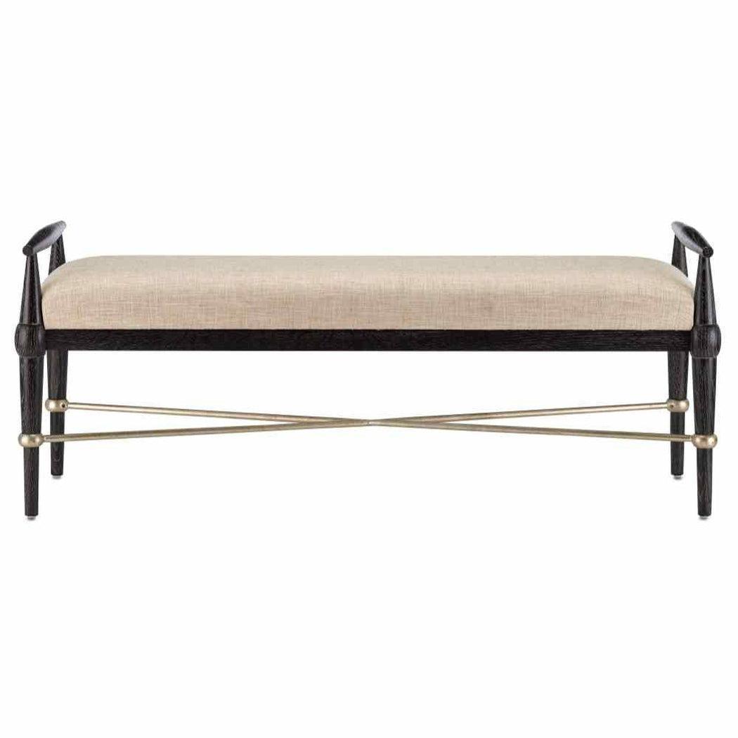 Ebonized Taupe Silver Granello Perrin Natural Bench Bedroom Benches Sideboards and Things By Currey & Co