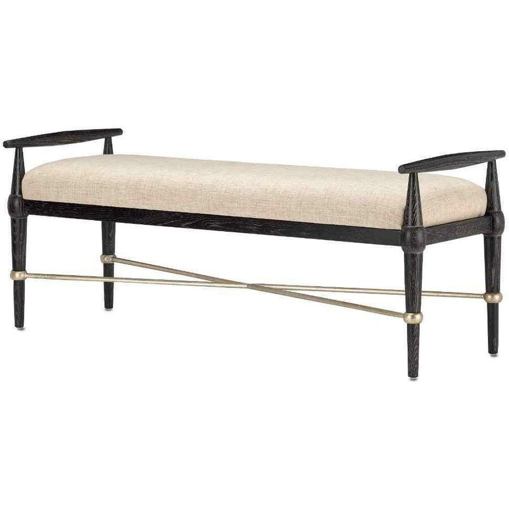 Ebonized Taupe Silver Granello Perrin Natural Bench Bedroom Benches Sideboards and Things By Currey & Co