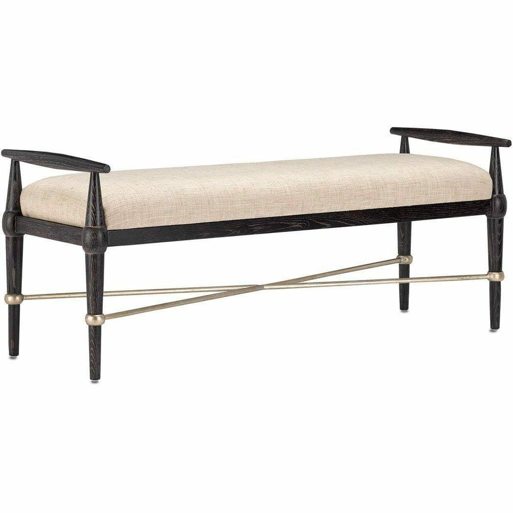 Ebonized Taupe Silver Granello Perrin Natural Bench Bedroom Benches Sideboards and Things By Currey & Co