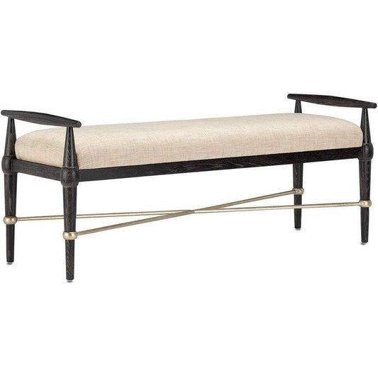 Ebonized Taupe Silver Granello Perrin Natural Bench Bedroom Benches Sideboards and Things By Currey & Co