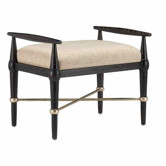 Ebonized Taupe Silver Granello Perrin Natural Ottoman Ottomans Sideboards and Things By Currey & Co
