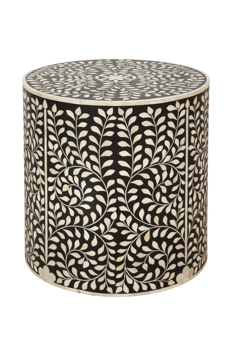 Ebony Black Unique Round Side Table