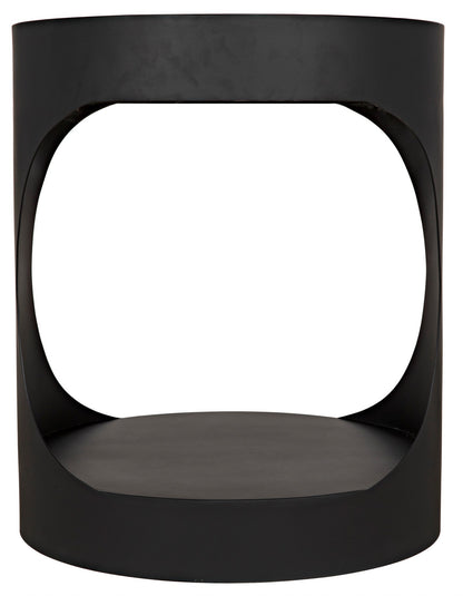 Eclipse Black Steel Round Side Table-Side Tables-Noir-Sideboards and Things