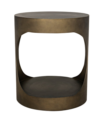 Eclipse Round Side Table, Metal with Aged Brass Finish-Side Tables-Noir-Sideboards and Things