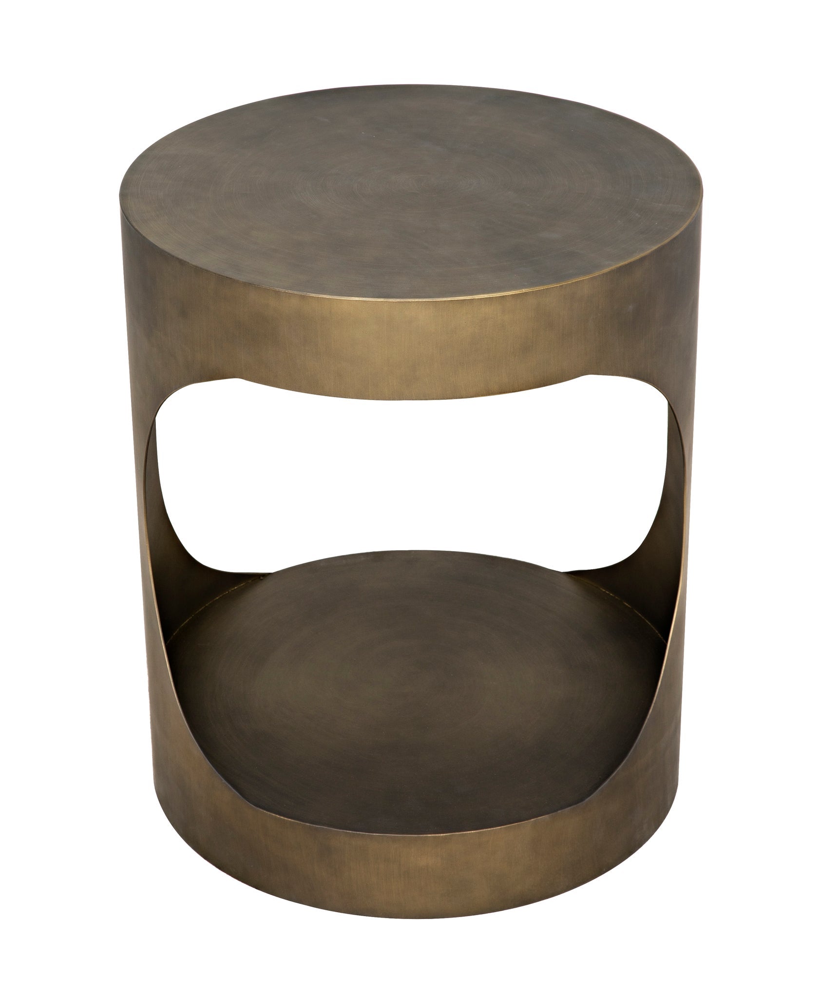 Eclipse Round Side Table, Metal with Aged Brass Finish-Side Tables-Noir-Sideboards and Things