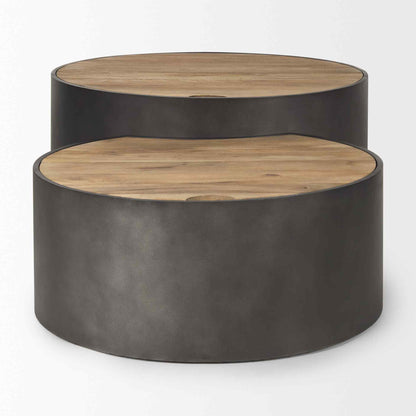 Mercana Eclipse Wood Top Nested Coffee Table 2PC