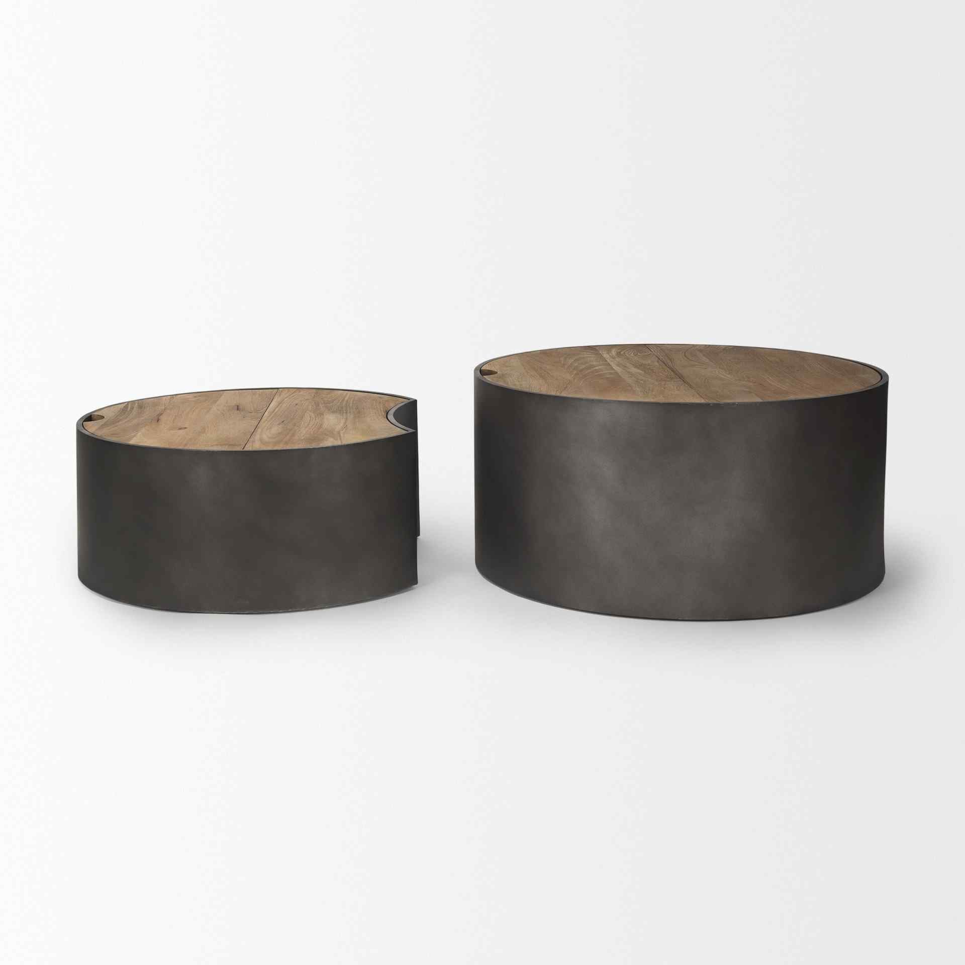 Mercana Eclipse Wood Top Nested Coffee Table 2PC