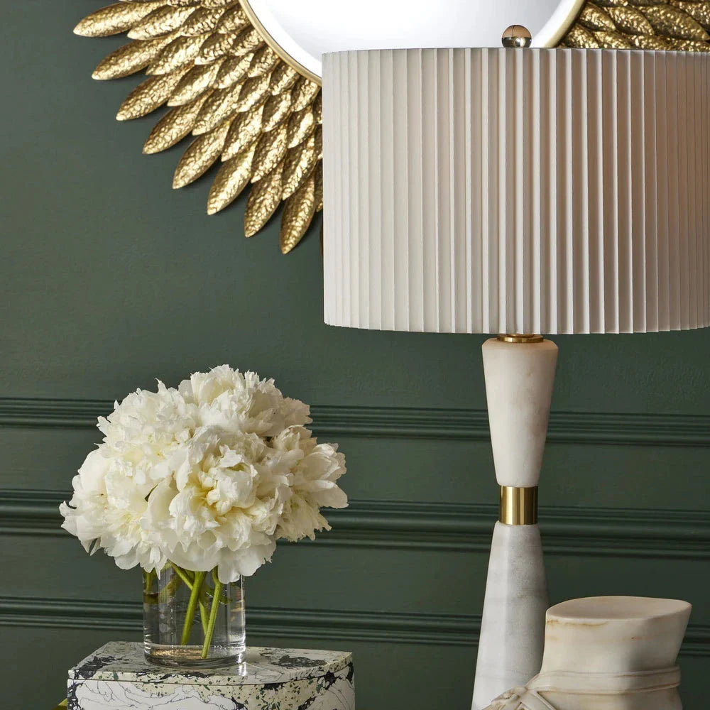 Edelmar White Marble And Optic Crystal Table Lamp