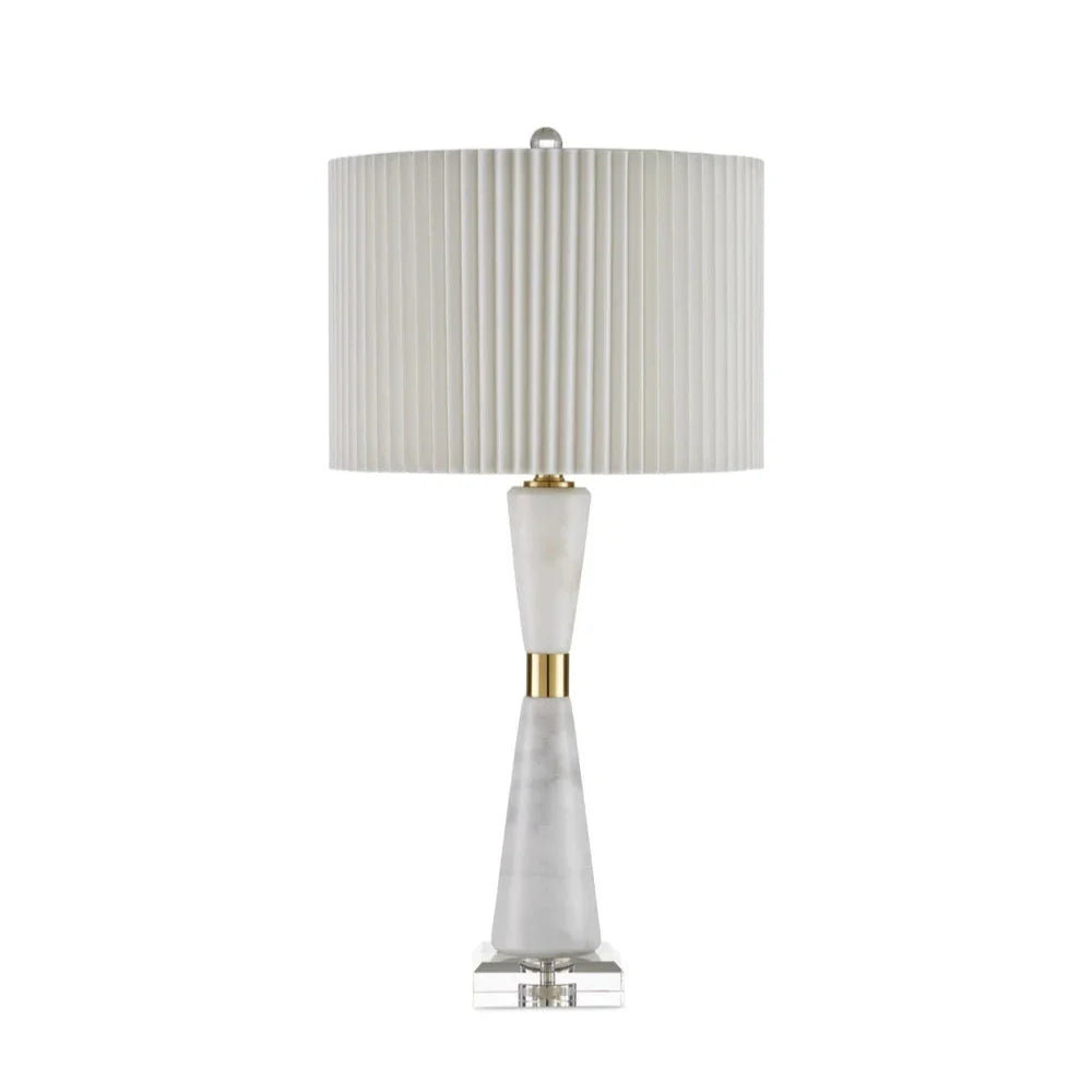 Edelmar White Marble And Optic Crystal Table Lamp