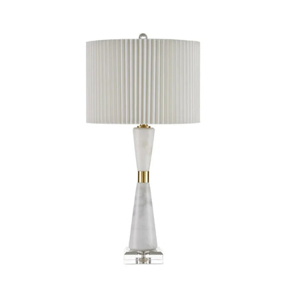 Edelmar White Marble And Optic Crystal Table Lamp