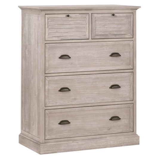 Eden 5-Drawer High Chest Natural Gray Acacia Chests Sideboards and Things By Essentials For Living