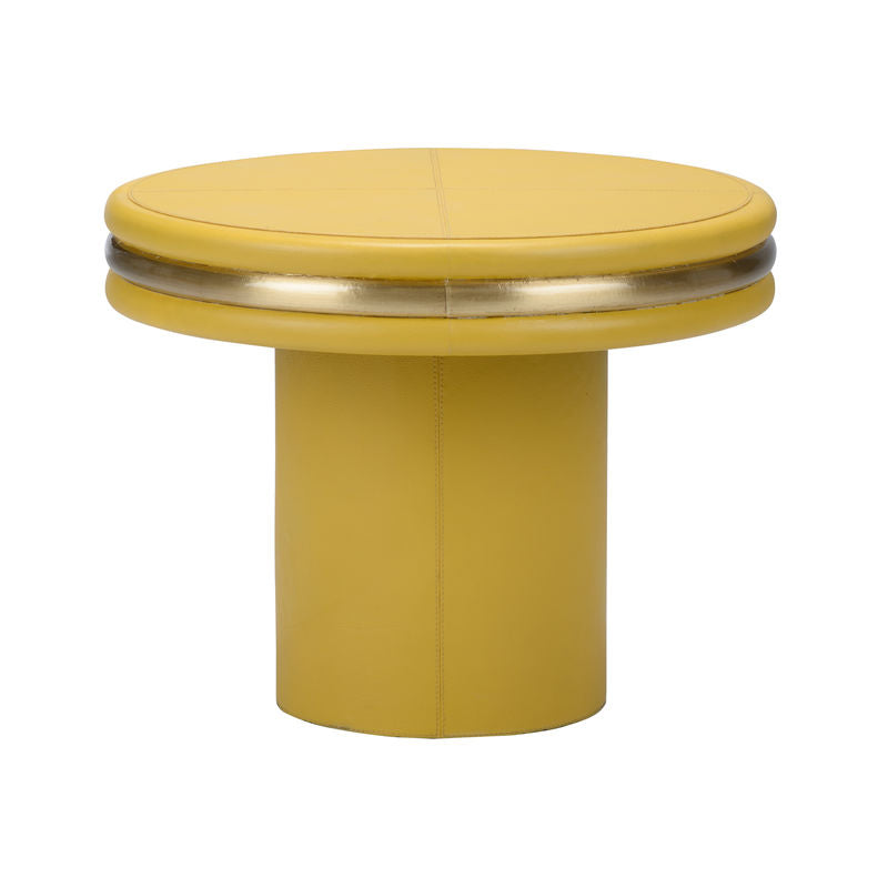 Edison Leather Covered Round Coffee Table-Coffee Tables-Chelsea House-LOOMLAN