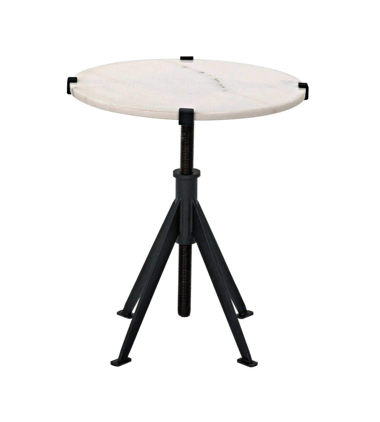 Edith Steel and Marble Adjustable Round Side Table-Side Tables-Noir-Sideboards and Things