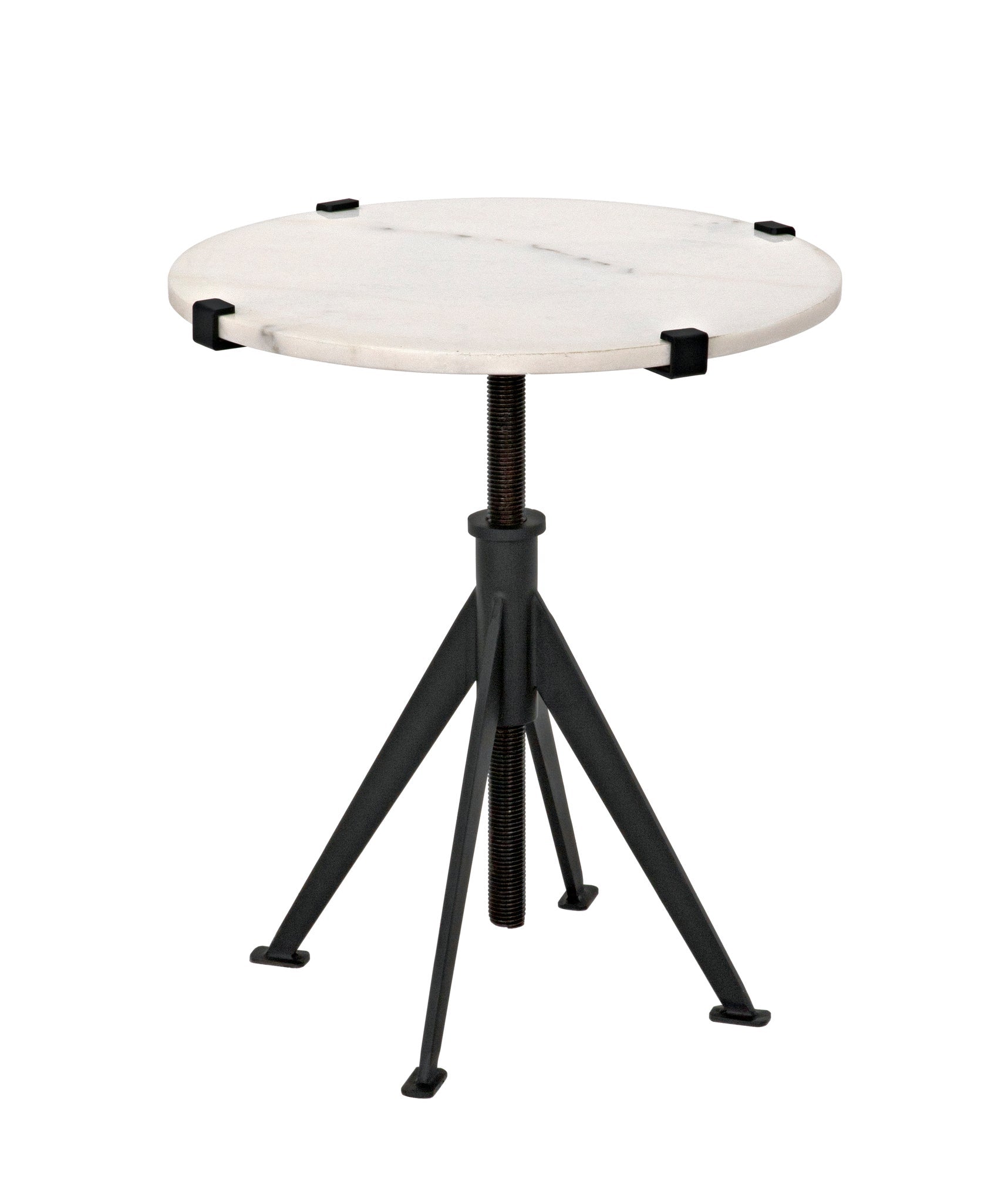 Edith Steel and Marble Adjustable Round Side Table-Side Tables-Noir-Sideboards and Things