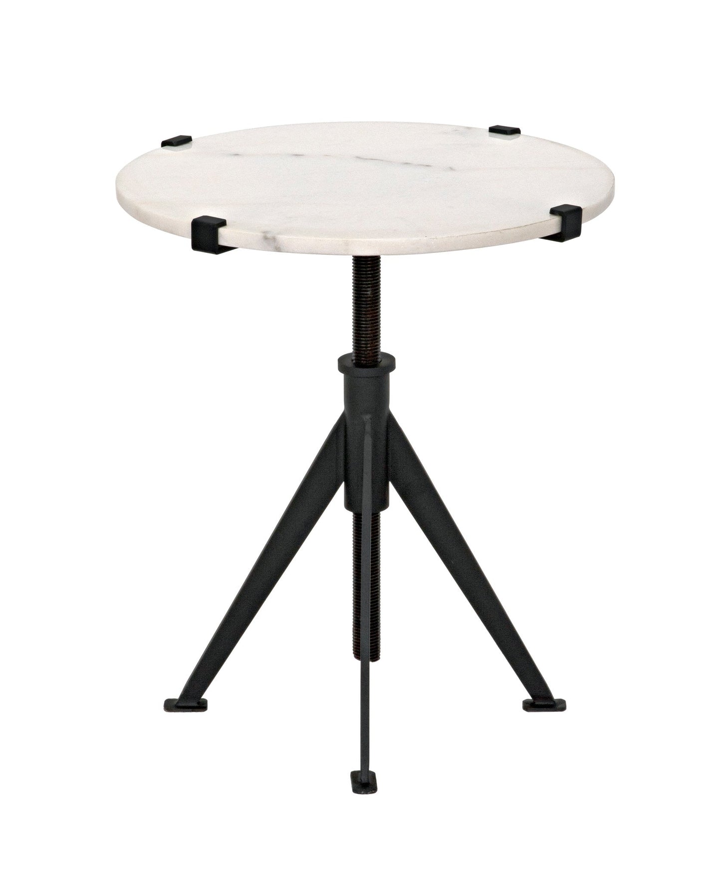 Edith Steel and Marble Adjustable Round Side Table-Side Tables-Noir-Sideboards and Things