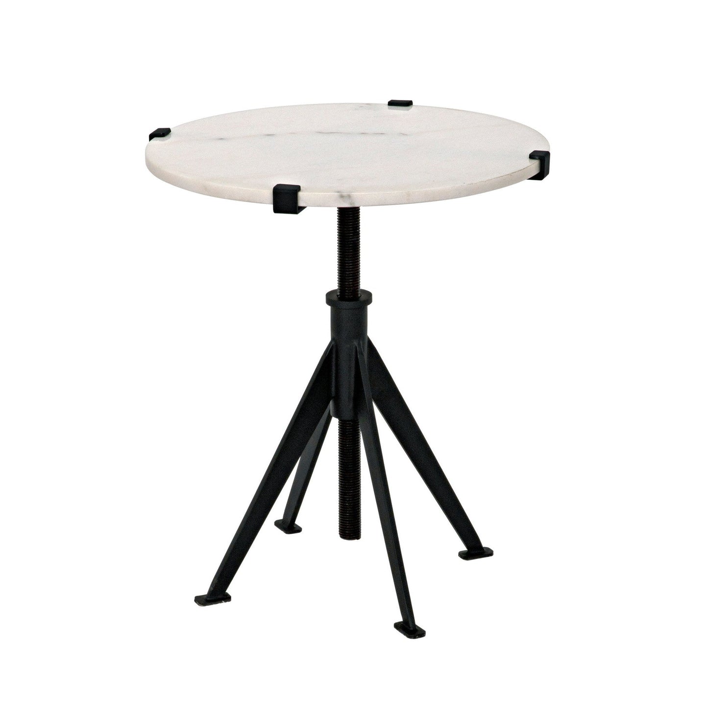 Edith Steel and Marble Adjustable Round Side Table-Side Tables-Noir-Sideboards and Things