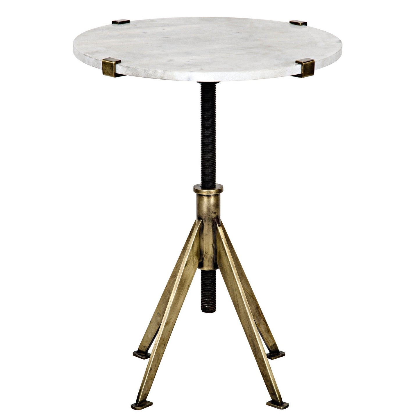 Edith Steel and Marble Adjustable Small Round Side Table-Side Tables-Noir-Sideboards and Things