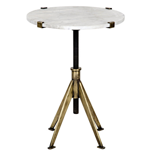 Edith Steel and Marble Adjustable Small Round Side Table-Side Tables-Noir-Sideboards and Things