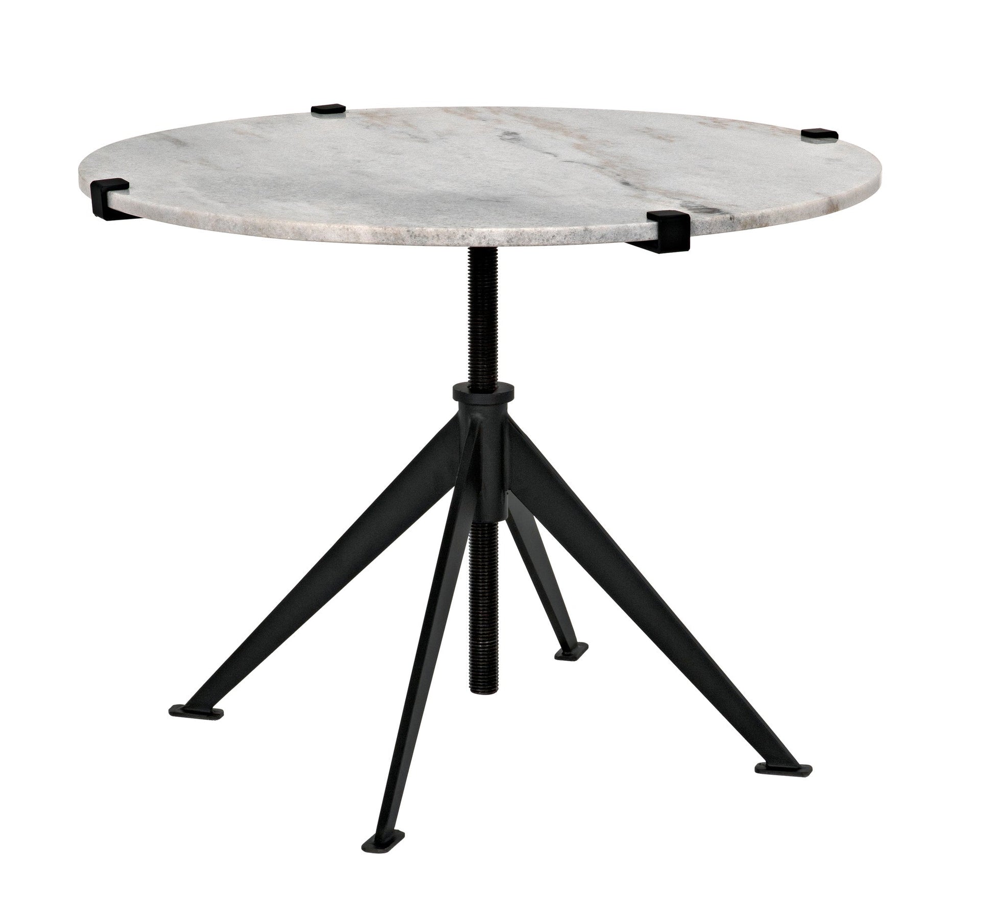 Edith Steel and Marble White Adjustable Large Round Side Table-Side Tables-Noir-Sideboards and Things