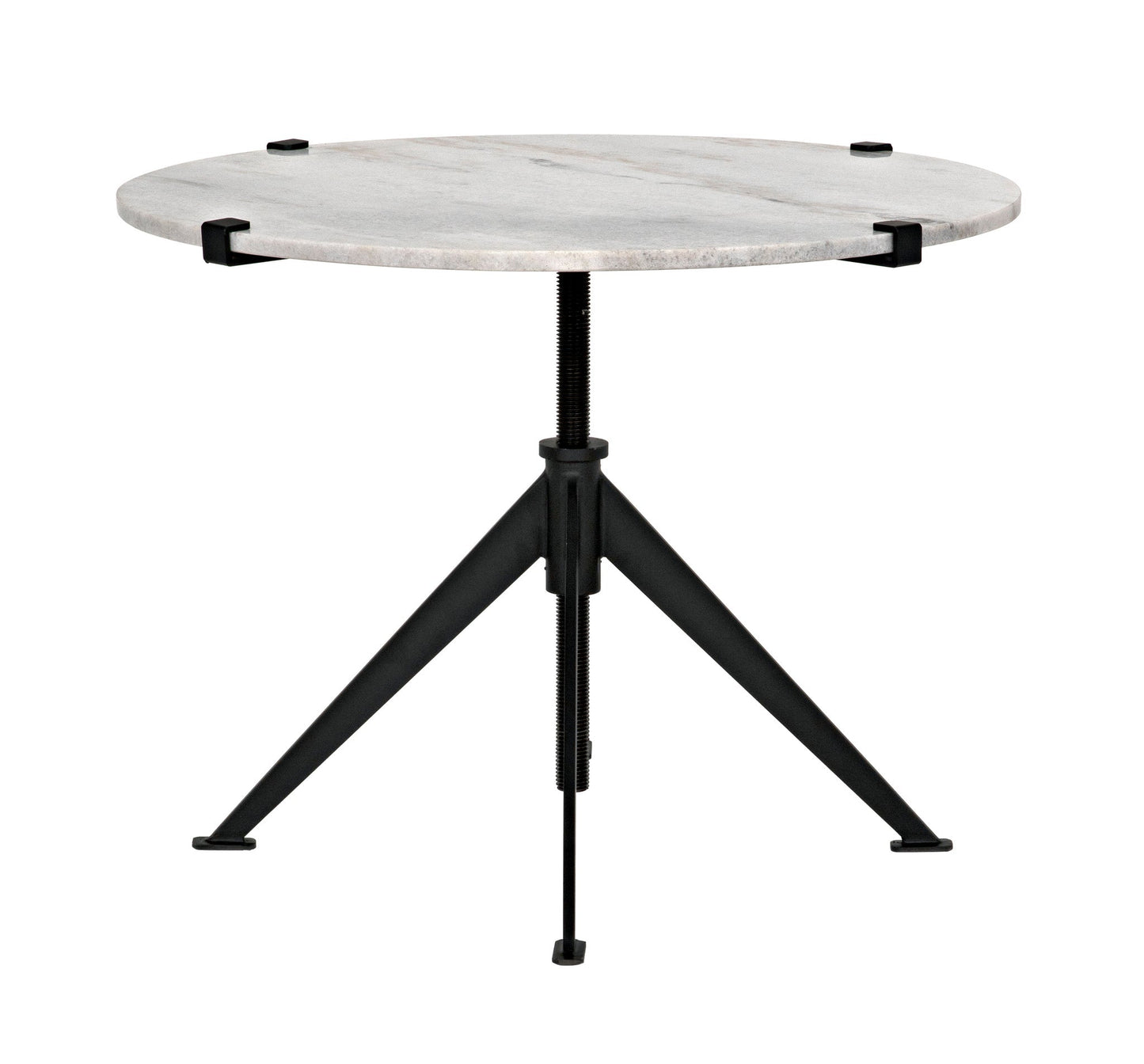 Edith Steel and Marble White Adjustable Large Round Side Table-Side Tables-Noir-Sideboards and Things