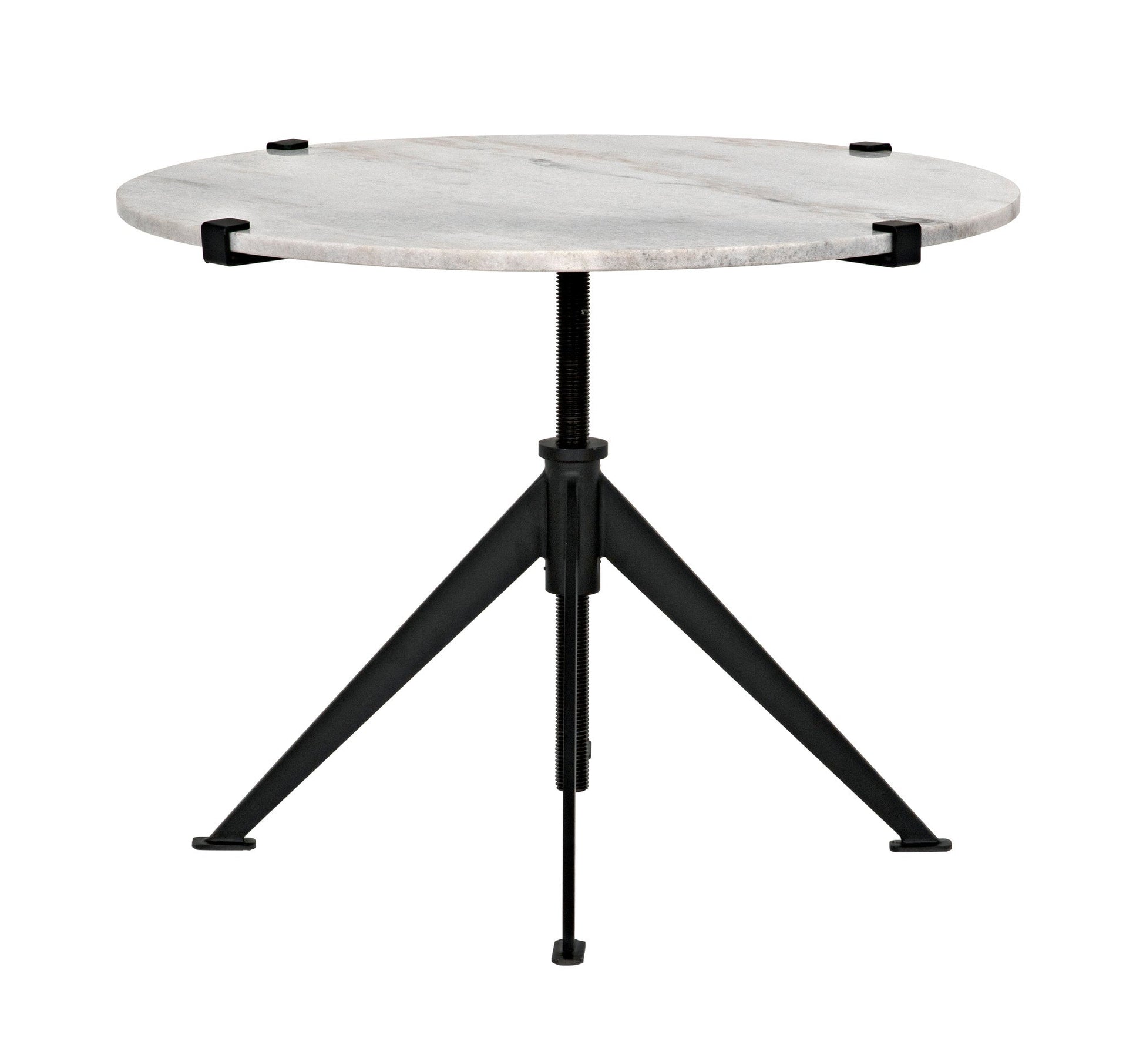 Edith Steel and Marble White Adjustable Large Round Side Table-Side Tables-Noir-Sideboards and Things