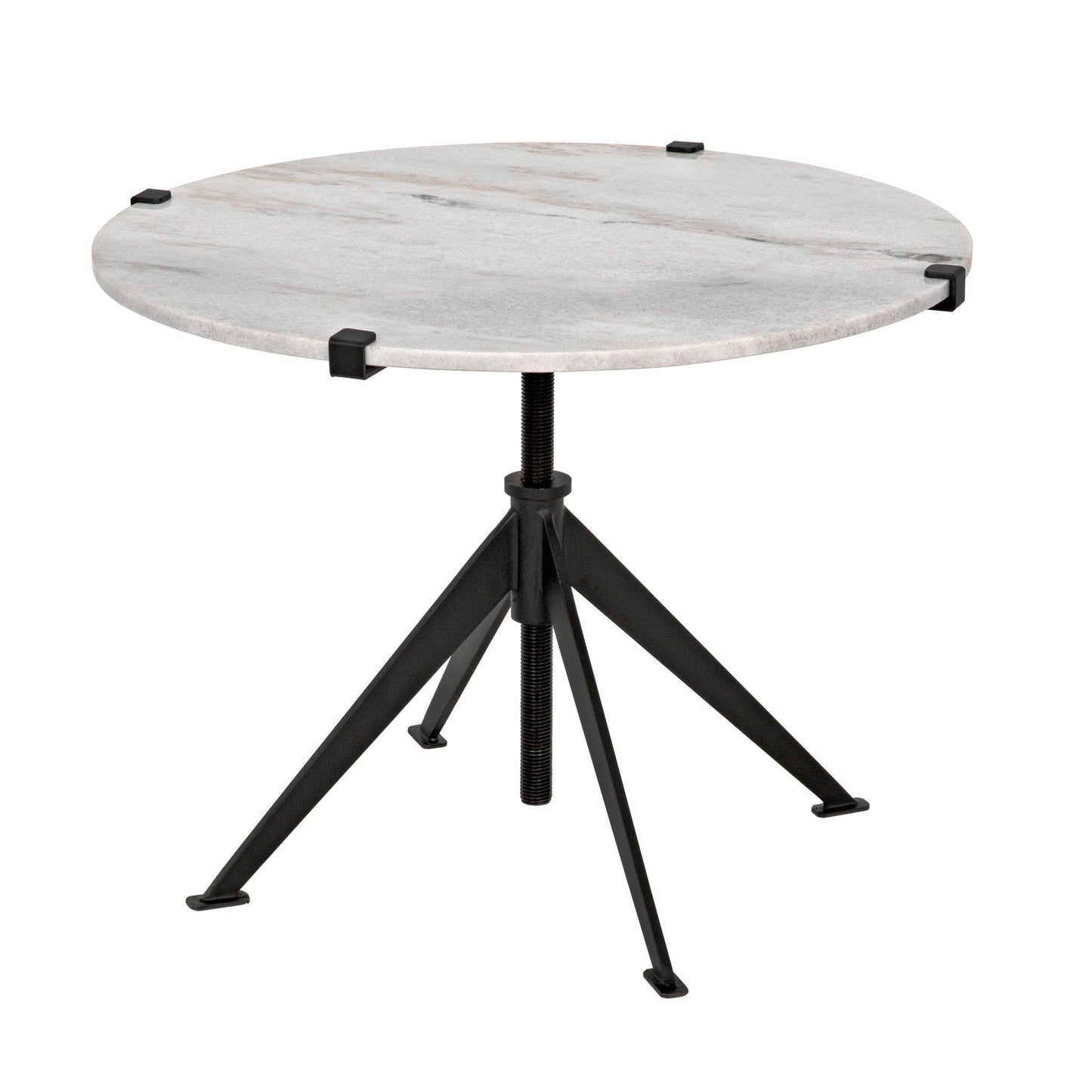 Edith Steel and Marble White Adjustable Large Round Side Table-Side Tables-Noir-Sideboards and Things