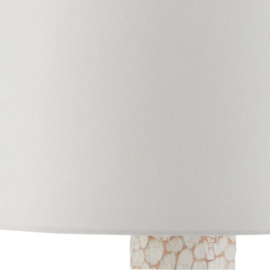 Edwell Whitewash Hand-Carved Wood Table Lamp