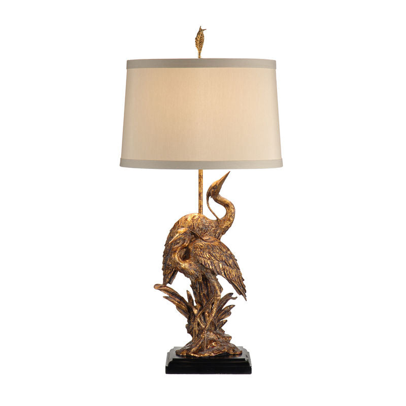 Wildwood Egrets Hand Finished Golden Table Lamp