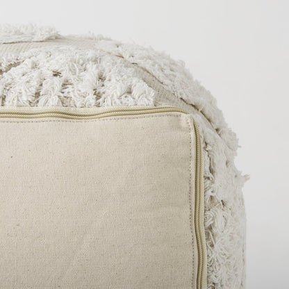 Mercana Ekanta Beige Patterned Cotton Pouf