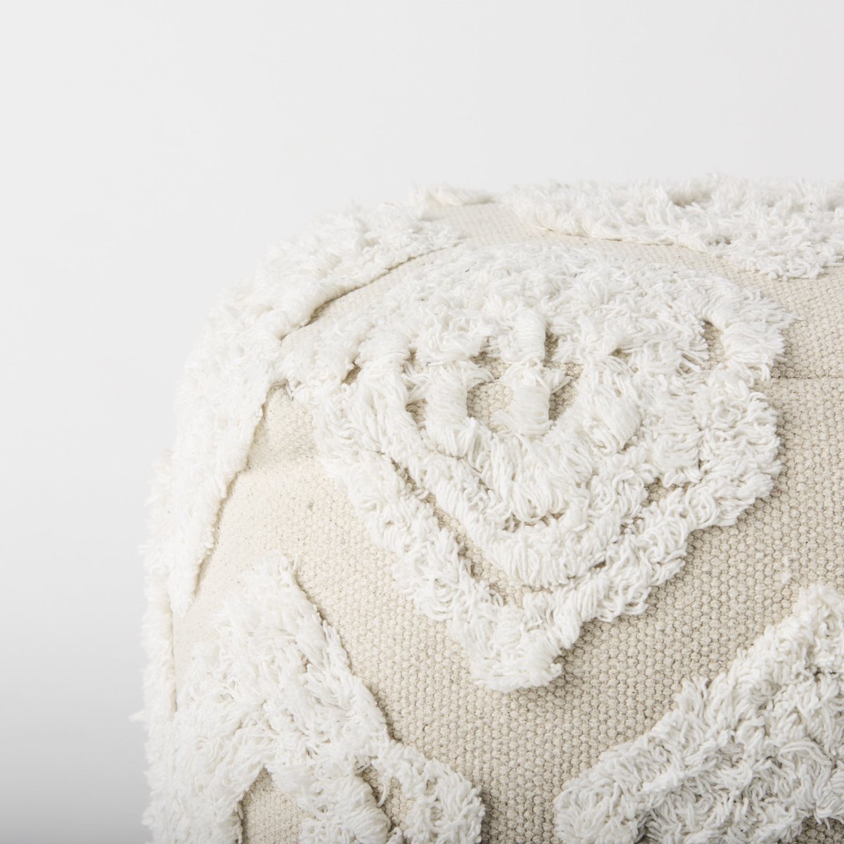 Mercana Ekanta Beige Patterned Cotton Pouf