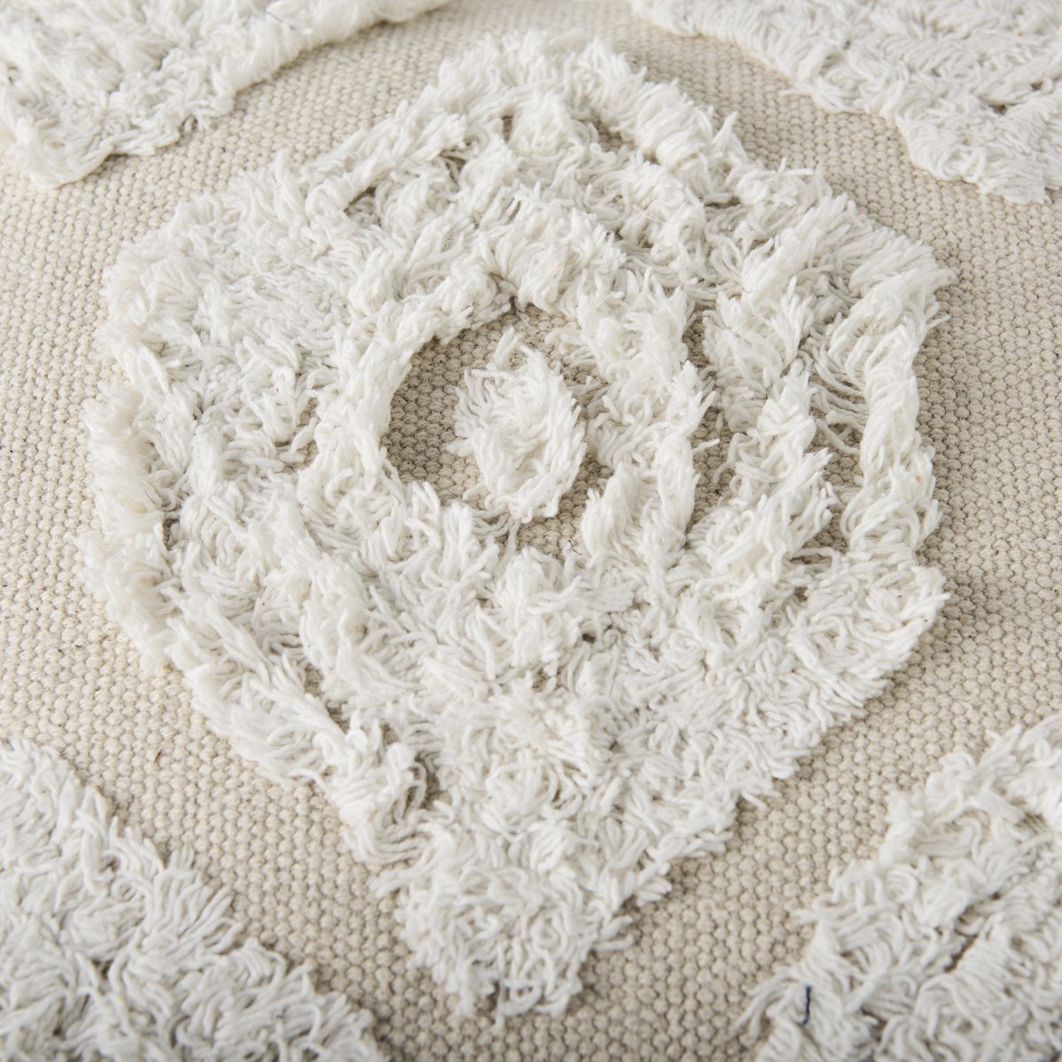 Mercana Ekanta Beige Patterned Cotton Pouf