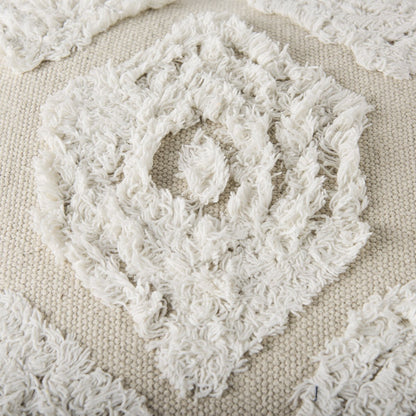 Mercana Ekanta Beige Patterned Cotton Pouf
