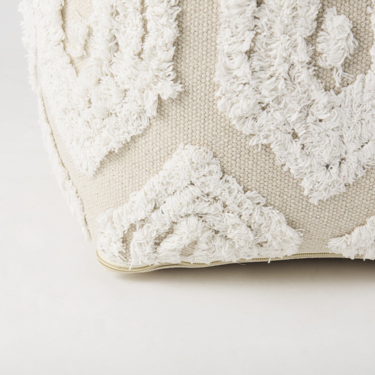 Mercana Ekanta Beige Patterned Cotton Pouf