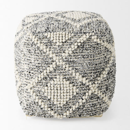 Mercana Ekiya White Wool Pouf