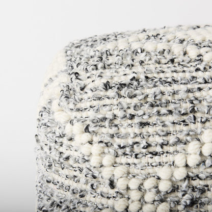 Mercana Ekiya White Wool Pouf
