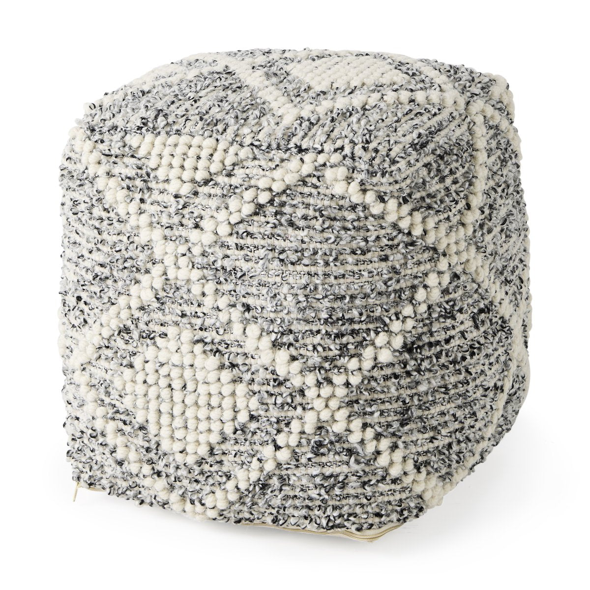 Mercana Ekiya White Wool Pouf