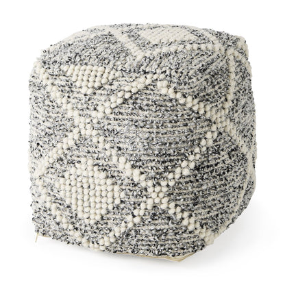 Mercana Ekiya White Wool Pouf