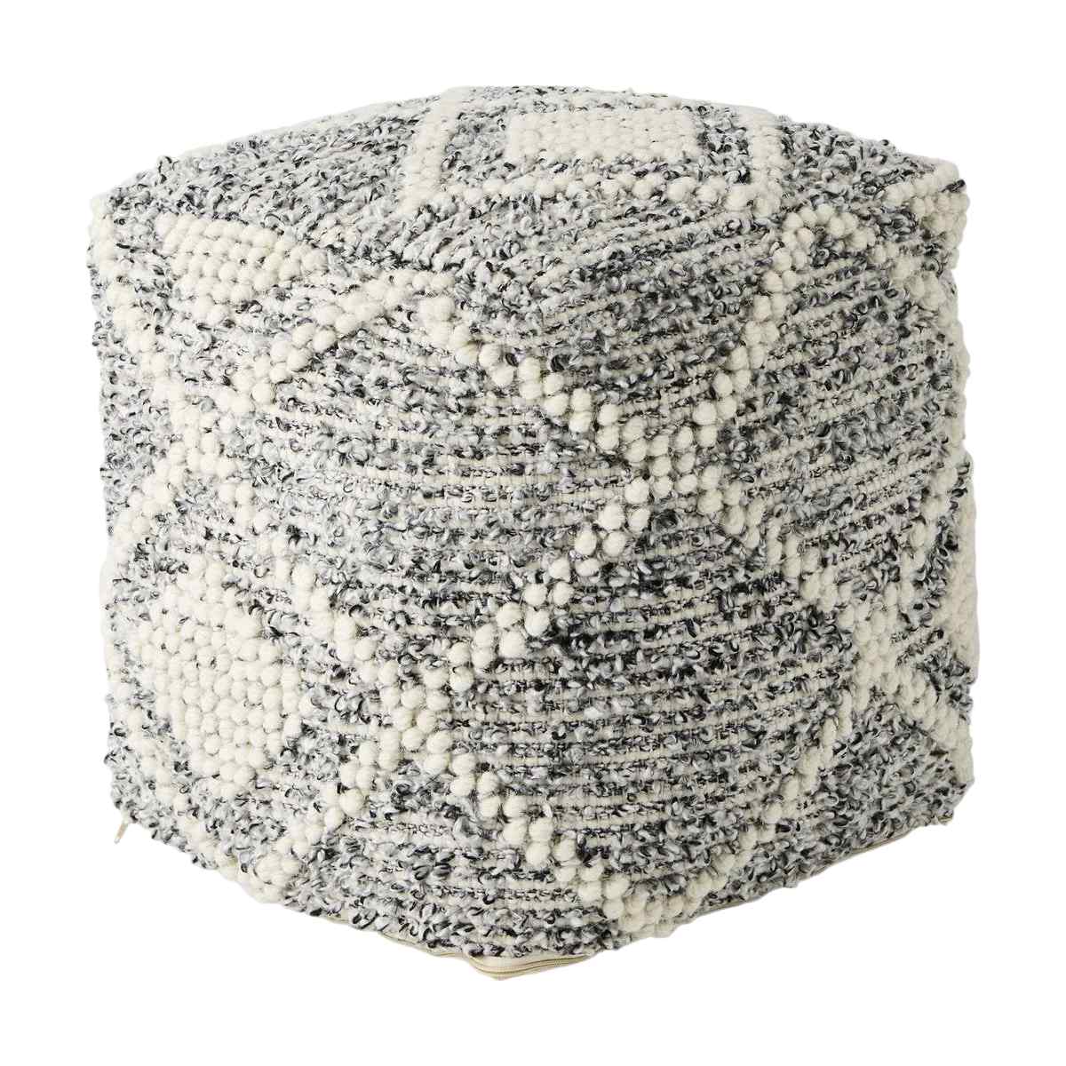Mercana Ekiya White Wool Pouf
