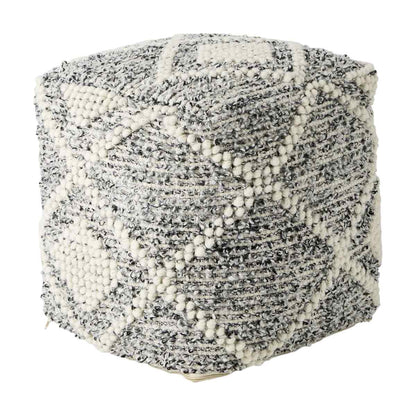 Mercana Ekiya White Wool Pouf