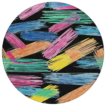 LOOMLAN Rugs Elain Black Washable Indoor-Outdoor Rug