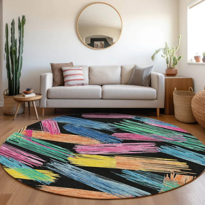 LOOMLAN Rugs Elain Black Washable Indoor-Outdoor Rug