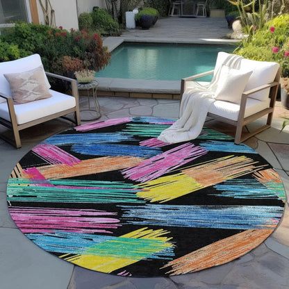 LOOMLAN Rugs Elain Black Washable Indoor-Outdoor Rug