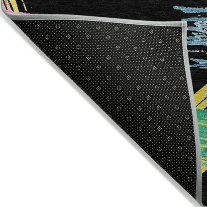 LOOMLAN Rugs Elain Black Washable Indoor-Outdoor Rug